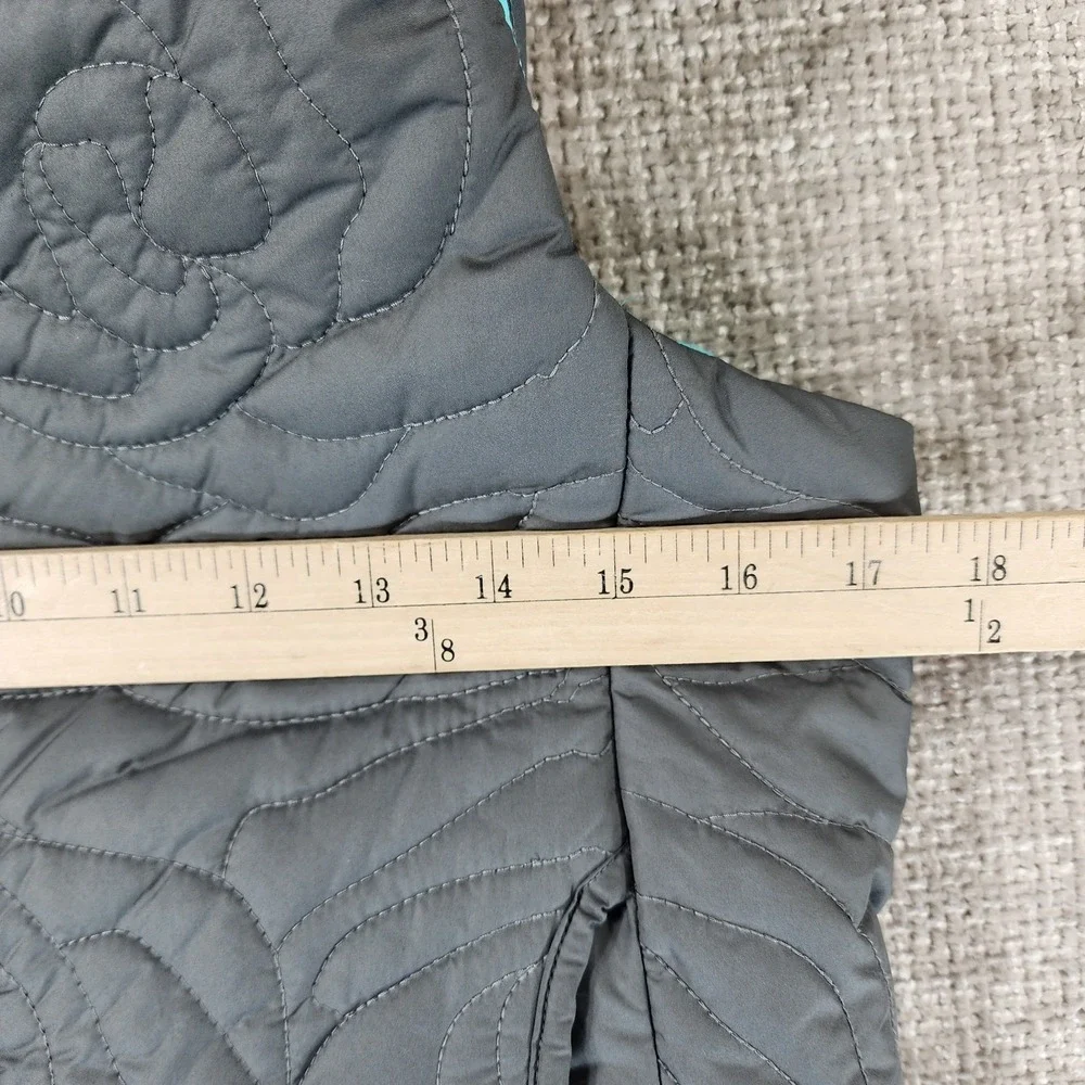 Ivivva by Lululemon Reversible‎ Hooded Puffer Vest Girls 14 Aqua Gray Quilted
